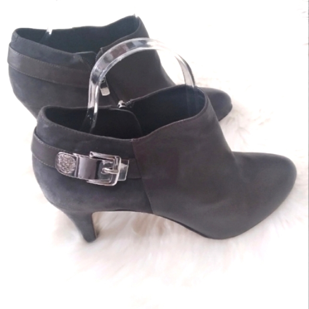 Vince Camuto Women's Velino Bootie Leather Gray Stiletto Buckler Boot Sz…